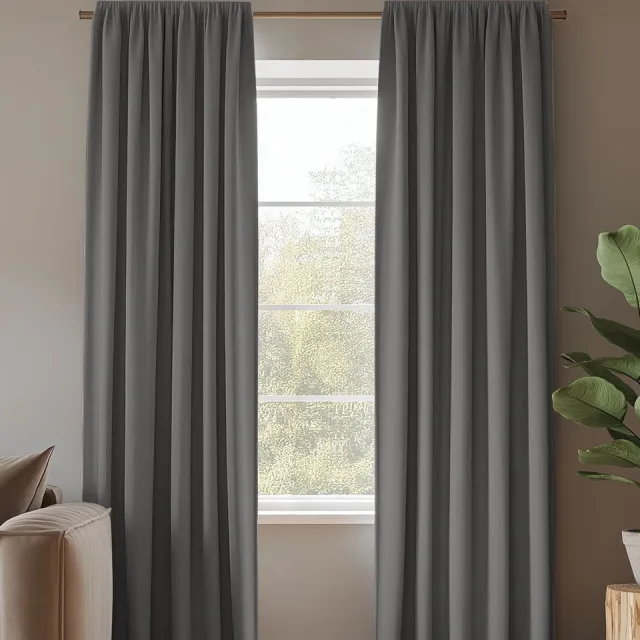 HOOMstyle Kant en Klaar gordijn met haakjes Amber - Verduisterend - Met Plooiband - 140x270cm - Donkergrijs / Antraciet Donker Grijs