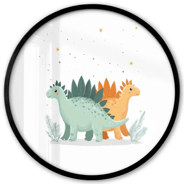 FrameYourWall Poster in lijst Rond - Fotolijst 40x40 cm - Posters - Planten - Sterren - Dinosaurussen - Oranje - Ronde posterlijst zwart - Decoratie - Wanddecoratie woonkamer - Muurdecoratie slaapkamer