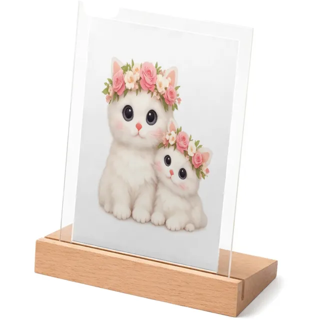Mr Cadeautjes Glasframe met vaste tekst - design Een schattige bosuil met een bloemenkrans en zachte maanlich | cadeau Wit