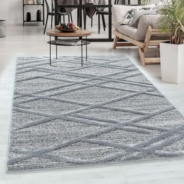 flycarpets Sofia Vloerkleed Modern - Grijs - Laagpolig Tapijt Woonkamer - 140x200 cm