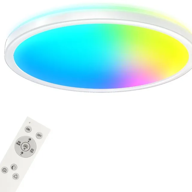 Briloner Slimme LED Plafonniére - plafondlamp met RGB - indirect lichteffect - neutraal wit licht - WiFi - woonkamerlamp - afstandsbediening