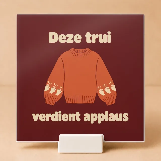 Bedruk King Retro jaren 70 Kersttrui voor de meester Tegel – Humoristische muurtegel met dikke ronde letters voor leraren - 11 x 11 cm met houder Wit