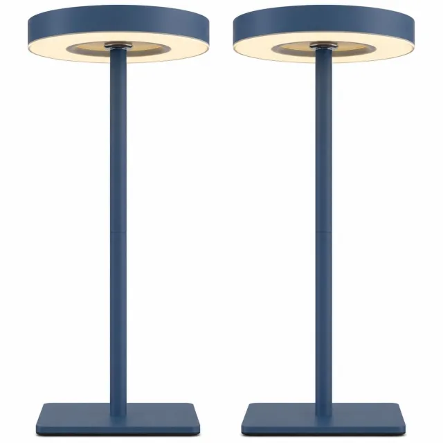 Nook Oplaadbare tafellamp 2-pack - Blauw - Draadloos - LED & 3 lichtstanden - Bureaulamp of nachtlampje 2-pack blauw
