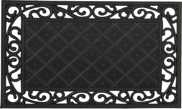 Relaxdays deurmat rubber - 75 x 45 cm - antislip - weerbestendig - binnen en buiten zwart