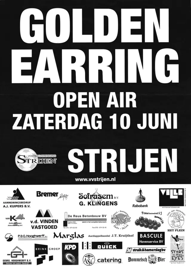 superdoughhook.com Affiche Poster in koker Golden Earring. Aankondiging concert van de Golden Earring op zaterdag 10-06-2006 in Strijen tijdens het legendarische open air festival.