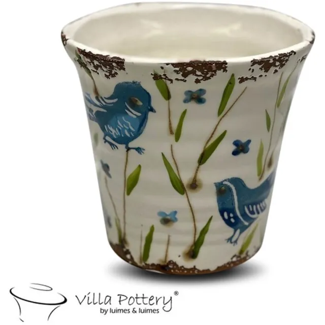 Villa Pottery Babette Bird Blue 14 x 14 blauw
