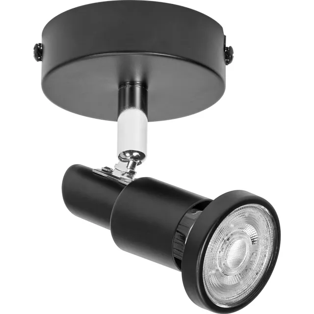 LEDVANCE LED SPOT GU10 1 x 3,4W, 230lm, zwart, 2.700K kleurtemperatuur, warm witte lichtkleur, tijdloos ontwerp, vervangbare ledlamp, ideaal voor interieurs, CRI 90, verstelbare koppen
