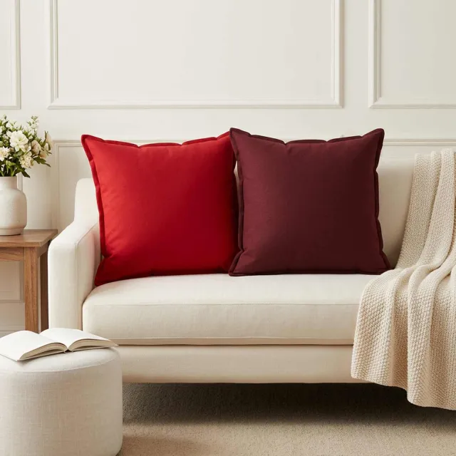 vidaXL Plaid kussen 2 st HOUTEN Rood 60 x 60 cm Faux Linnen