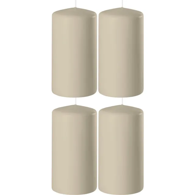 Enlightening Candles Cilinderkaars stompkaars - 4x - beige - D6 x H15 cm - 58 branduren - Dikke kaarsen - Voor kandelaar of plateau