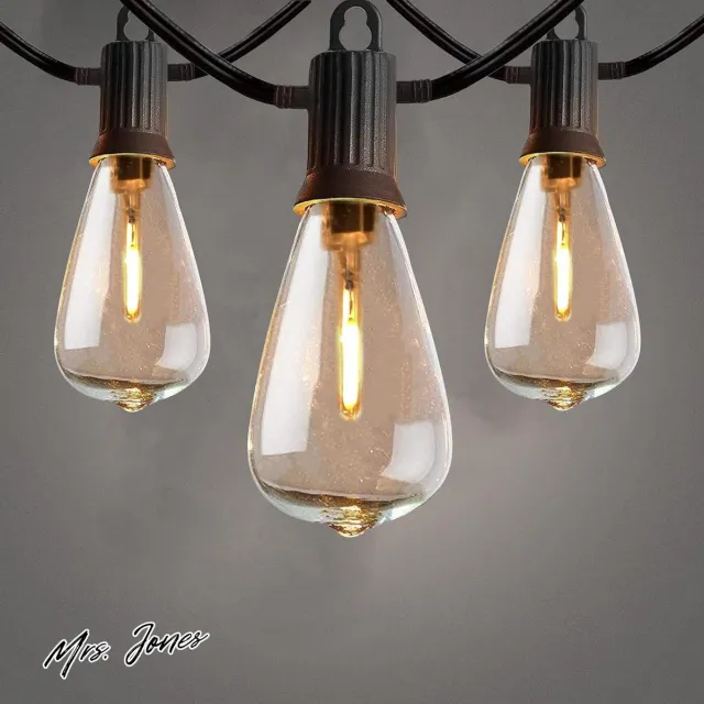 Mrs. Jones Lichtketting Buiten 7.6 Meter 12 ST38 led gloeilampen met 1 Reservelampen voor terras feest tuin balkon en binnenbruiloften waterdicht IP65 warmwit .