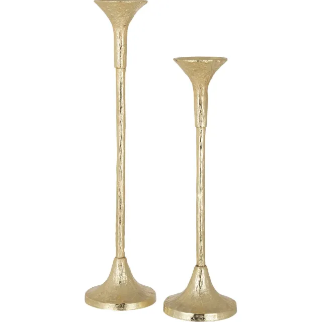 J-Line kandelaar Marie - aluminium - goud - 2 stuks