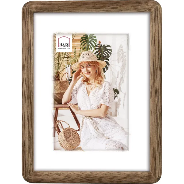HAES deco Houten Fotolijst Thal Bruin met Passe-Partout voor foto 10x15 / 15x20 - BC68PHS