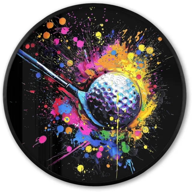 FrameYourWall Poster in lijst Rond - Fotolijst 60x60 cm - Posters - Graffiti - Sport - Golf - Golfclub - Ronde posterlijst zwart - Decoratie - Wanddecoratie woonkamer - Muurdecoratie slaapkamer