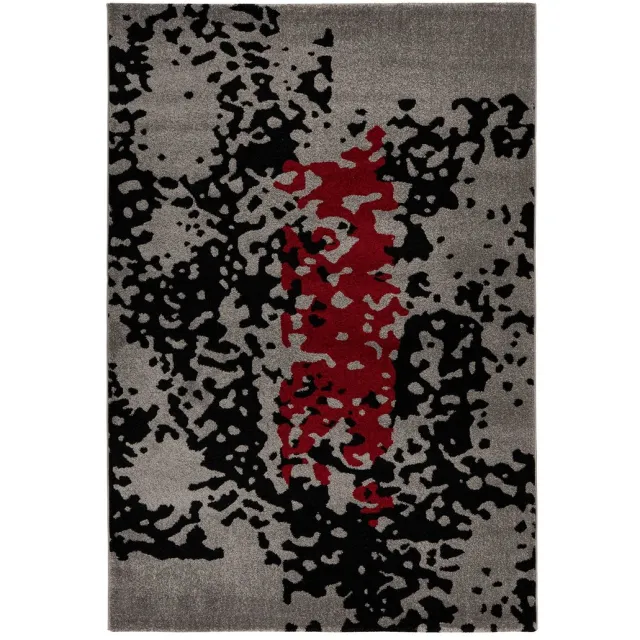 Padiro stijlvol laagpolig vloerkleed 80 x 150 cm - donkergrijs - abstract boho-ontwerp - voor vloerverwarming - van polypropyleen en jute