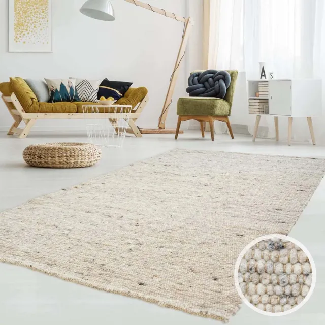 Tapeso Wollen vloerkleed - Ylva beige/grijs 130x190