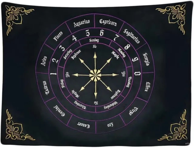Ulticool Wandkleed binnen - Wandtapijt - Astrologie - Tarot Kaarten - Mandala - Muurkleed - Wanddoek Stof - 200 x 150 cm - Wanddecoratie - Muurhanger - Fotobehang - Poster - Ulticool - Woonkamer - Slaapkamer - Tiener - Decoratie Versiering Zwart