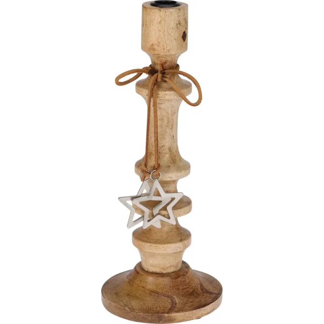 Home&Styling collections Home&Styling- kandelaar-hout-30 cm hoog -met ster