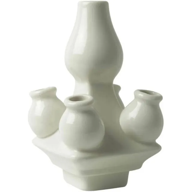 Heinen Delfts Blauw Tulpenvaas Stapelgekte - Wit - top - 15 cm