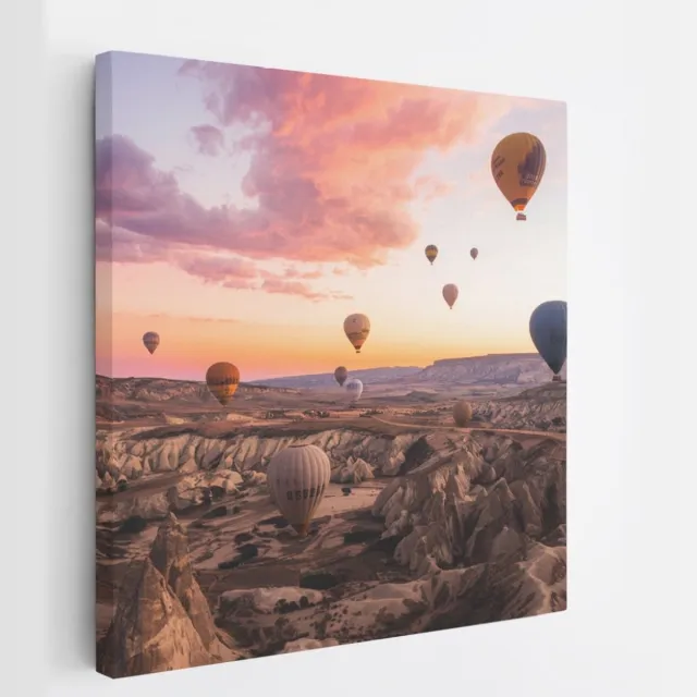 Saammp Canvas Schilderij - Cappadocia - Natuur - Landen - 20x20 - Foto op canvas - Wanddecoratie - Muurdecoratie Woonkamer - Slaapkamer decoratie - Canvas Print Multicolor