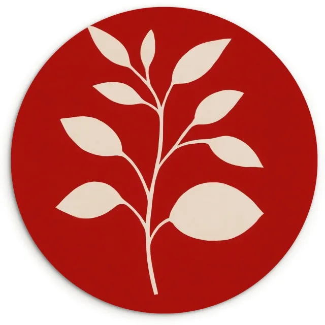 WallCircle Wandcirkel 140x140 cm - Muurcirkel Silhouet - Bladeren - Tak - Muurdecoratie woonkamer - Wanddecoratie slaapkamer - Kamer decoratie accessoires - Ronde schilderijen Tak - Bladeren