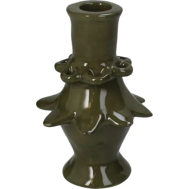 HD Collection Kandelaar stoneware Groen 8,8x8,8x13cm