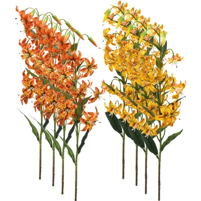 Emerald Kunstbloem Lelie 80cm Oranje - Set van 8 - Kunstplant voor binnen