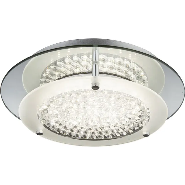 Globo Lighting Plafondlamp woonkamerlamp slaapkamerlamp keukenlamp eetkamerlamp, chroom kristallen helder, LED 12W 840Lm 4000K neutraal wit, D 28 cm zilver