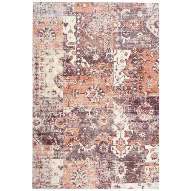 Padiro design laagpolig vloerkleed 160 x 230 cm - terracotta - modern abstract ontwerp - voor vloerverwarming - van katoen en polyester oranje