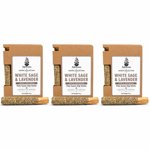 SofiAroma Handgemaakte Dip Palo Santo, Witte Salie en Lavendel – Extra Dik (Set van 3)