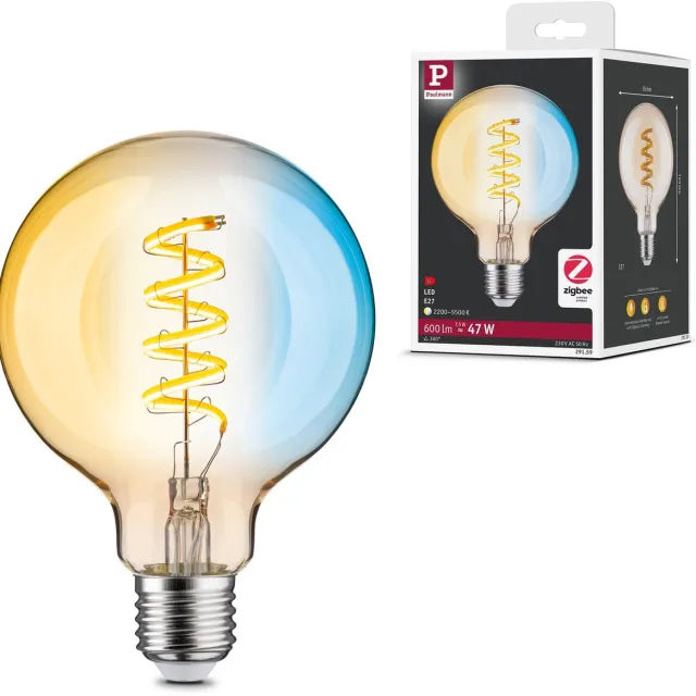 Paulmann Filament 230 V Smart Home Zigbee 3.0 LED Globe G95 E27 600lm 7,5W Tunable White dimbaar Goud