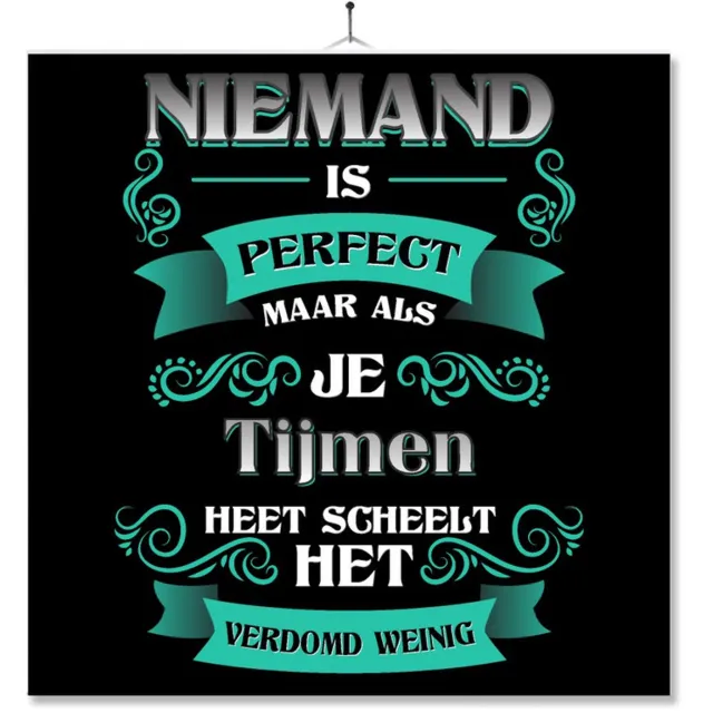 MC Living Tegel Met Opdruk | Kado | Cadeau | Niemand Is Perfect Maar Als Je Tijmen Heet Scheelt Het Verdomd Weinig Multi-Color