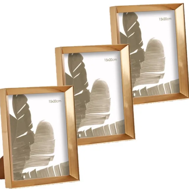 Arte r Fotolijstje - 3x stuks - goud - kunststof - voor foto van 15 x 20 cm - fotolijst Goudkleurig
