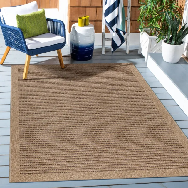 Muratap Natur Vloerkleed Bali Buitenkleed Sisal Laagpolig Indoor en Outdoor Beige Zwart