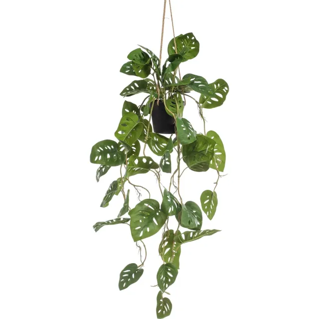 Emerald Kunst Hangplant in pot Monstera Monkey 80cm - Kunstplant voor binnen Groen