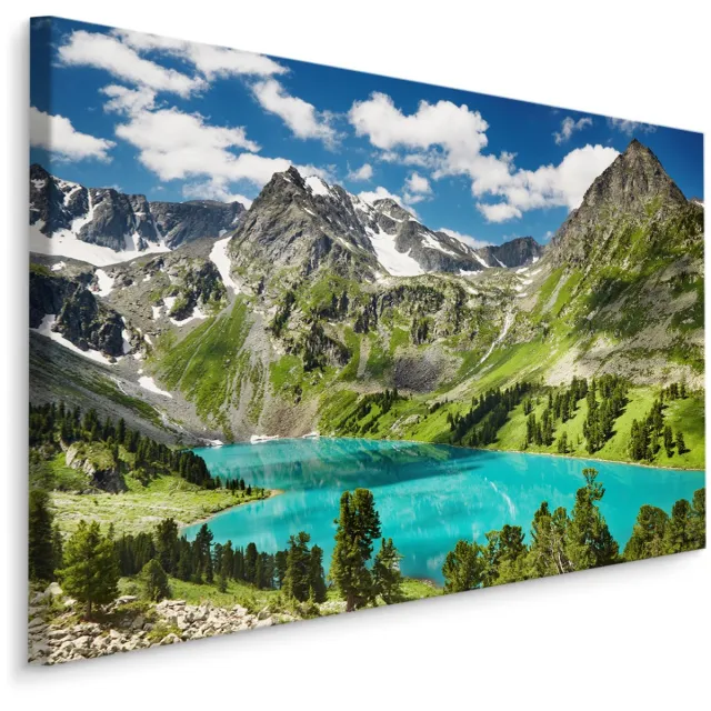 karo-art Schilderij - Meer tussen de Bergen, 4 maten, premium print, scherp geprijsd Multikleur