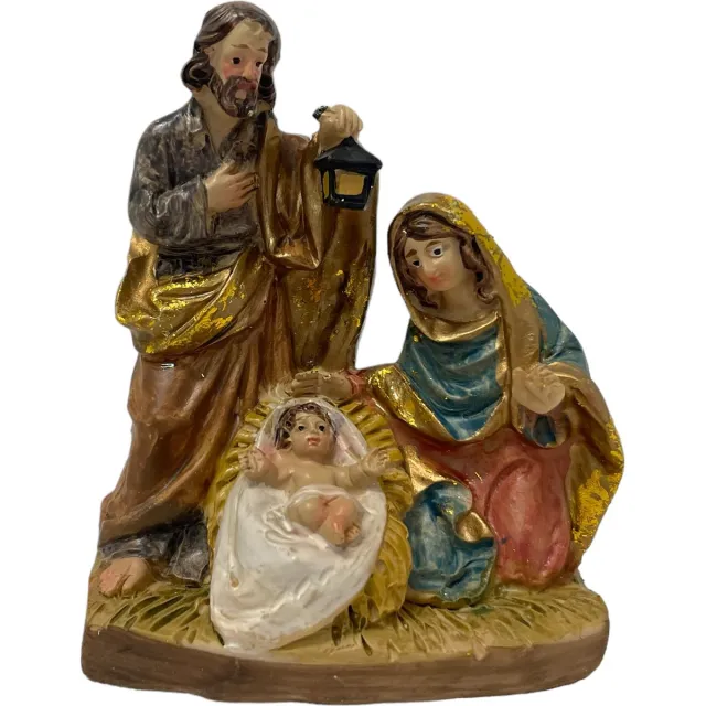 Dekoproject Kerststal Josef, Maria en kindeke Jezus K260A Goud, rood, wit, blauw, bruin