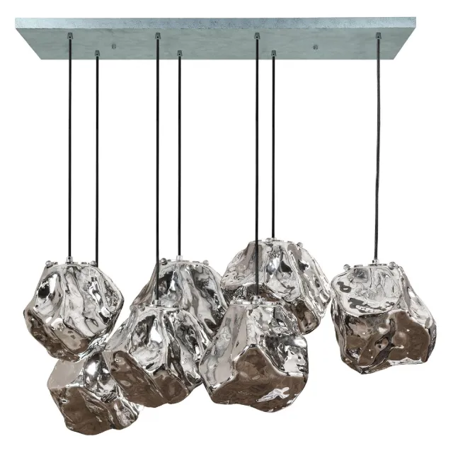 Nest of Nora Hanglamp Ravo - 7-lichts glazen design - Chroom glas Transparant