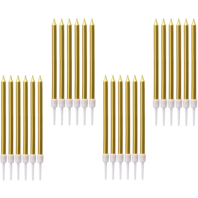 Imperatoris Kaarsenset - Geurkaarsen - Geur Set - Decoratieve Kaarsen - Geurloos - Cadeauset - ongeparfumeerd - Verjaardagskaars - 24 Stuks Gold