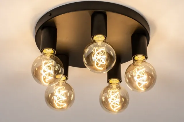 Lumidora Plafondlamp 74011 - Plafonniere - LINCOLN - 5 Lichts - E27 - Zwart - Metaal - ⌀ 30 cm