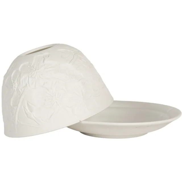 Clayre & Eef Waxinelichthouder Ø 12x8 cm Wit Porselein