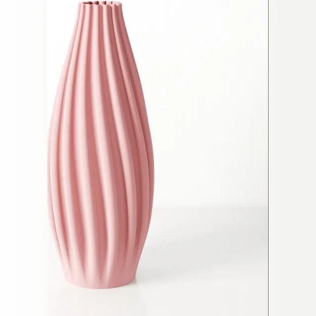 Fleuriek Grote Vaas Roze - H50 cm - Luxe vaas voor zijden bloemen - Woonaccessoire van gerecycled plastic - Elegante kleurrijke vaas