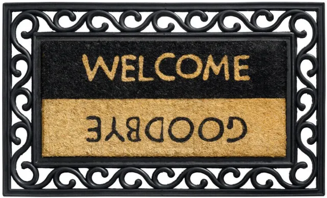 Hamat buitenmat Impala welcome / goodbye 45x75 cm Zwart, naturel