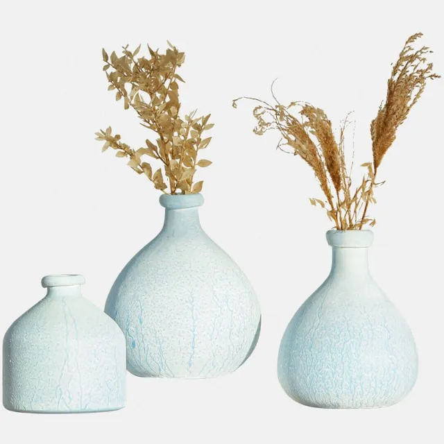 Loberon Vaas set van 3 Donara crème/blauw