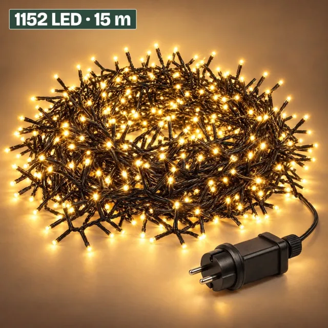 Levano Kerstboomverlichting 1152 LED 15 m Warm Wit - Kerstverlichting Binnen en Buiten - Clusterverlichting - Kerstlampjes - Kerstboom Lampjes - Kerstversiering - Kerstlichtjes - Treecluster - Sfeerverlichting - LED Lichtsnoer - Timer - IP44