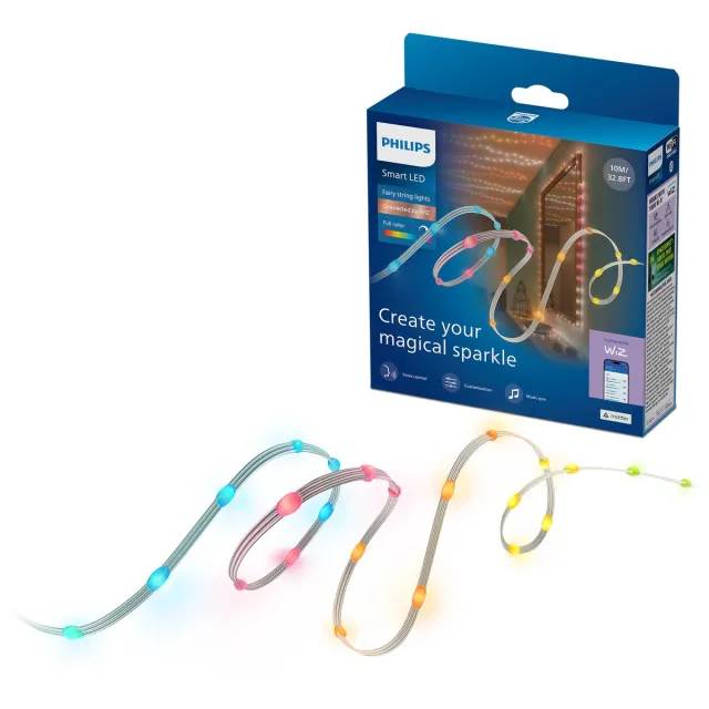 Philips Smart Lighting - Fairy Light Lichtslinger - Lengte: 10m - RGBIC - Gekleurd en instelbaar wit licht - Dimbaar - Werkt met de WiZ app - Wifi