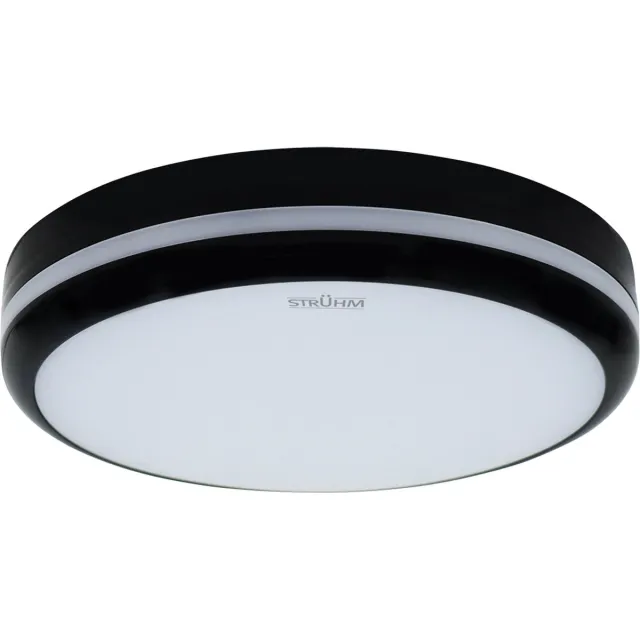 STRÜHM ASTRO Plafondlamp - Keuken/Badkamer/Buiten - Aanpasbare kleur CCT - Aanpasbare watt 12/15/18w -1150 / 1380/ 1600Lumen - Zwart - 220mm - IP54