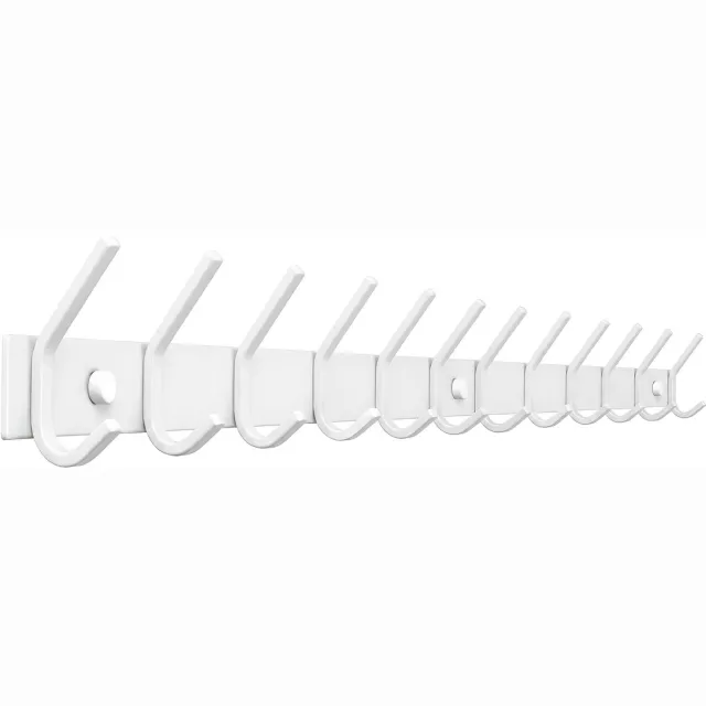 TOJ 24 Haaks Wandkapstok – 94cm - Muur / Wand Kapstok - Hangende Design Muurkapstok - Handdoekrek - RVS - Wit