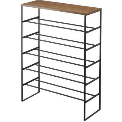 Yamazaki Schoenenrek met houten bovenblad - Tower - zwart