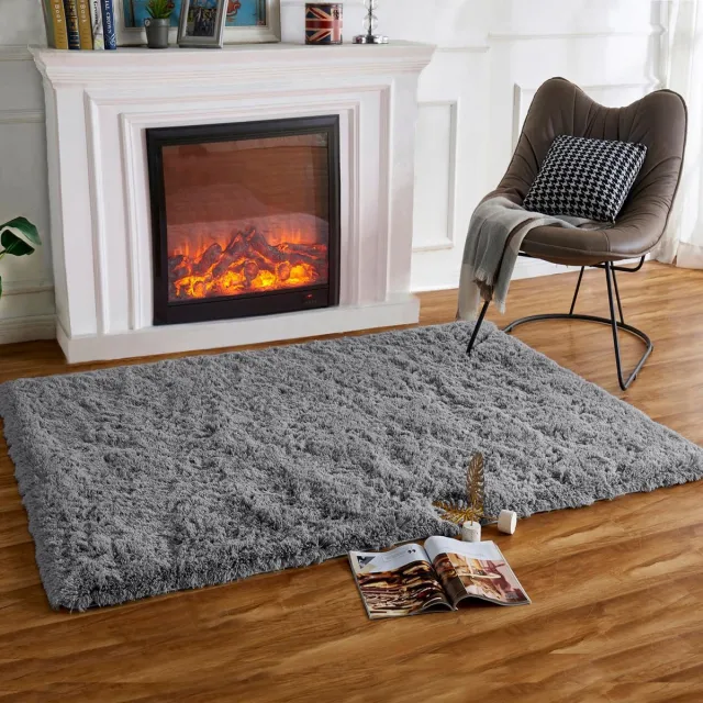 Ibenzoa Zachte Grijze Pluizige Tapijten - 80 x 120 cm - Perfect voor Woonkamer en Slaapkamer grijs