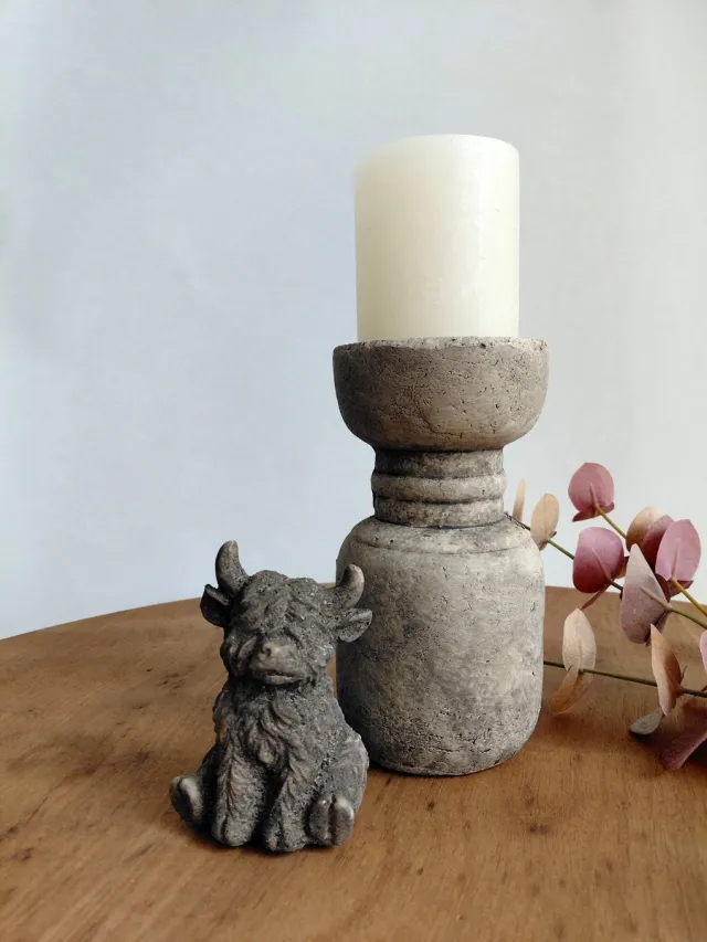 Daan Kromhout Design Kandelaar - 18 cm - set met ornament schotse hooglander - 9 cm - Landelijk - Countryfield Bruin